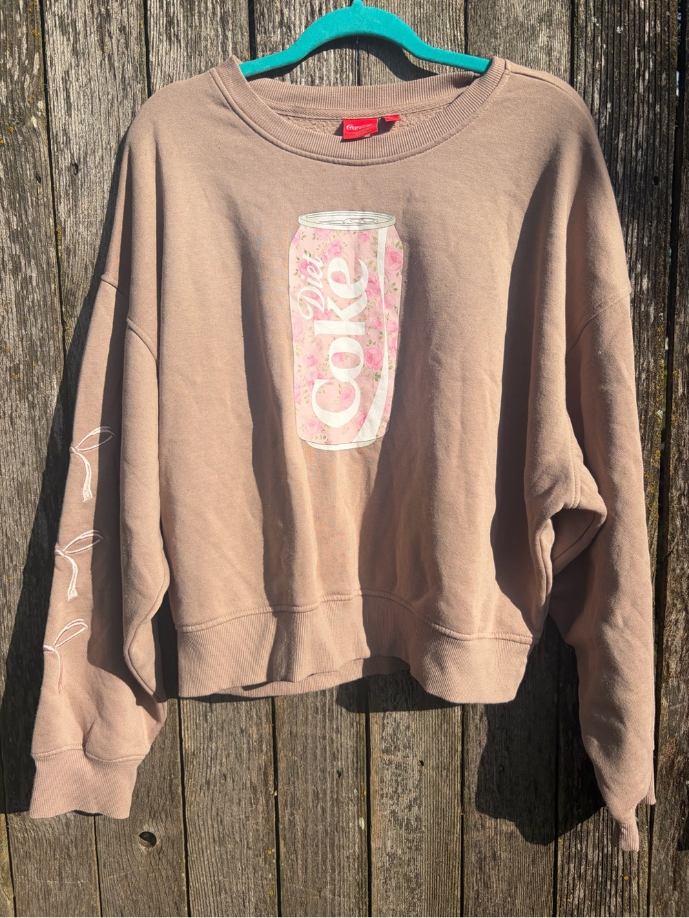 Diet Coke Licensed Floral Coke Can Oversized Sweatshirt Large Coquette Pink